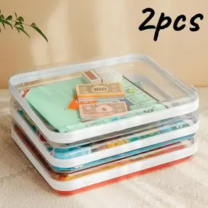 Transparent Hard Shell Storage Boxes with Zipper Closure, Durable Plastic Board Game Organizer, Suitable for Various Games and Puzzles, Clear Storage Box