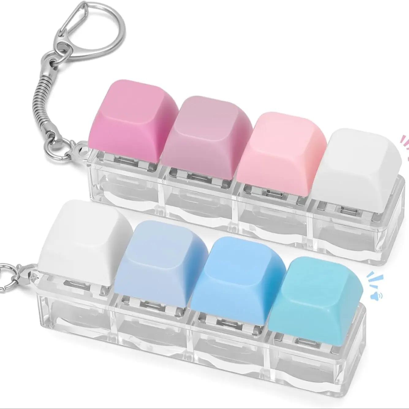 Adult Keyboard Keychain Set, Fidget Gadget, Silent Fidget Keychain, Multifunctional Keychain, Fidget Toy for Anxiety Relief & Stress Management, Sensory Toys for Autism, Stress Relief Tools (blue & )
