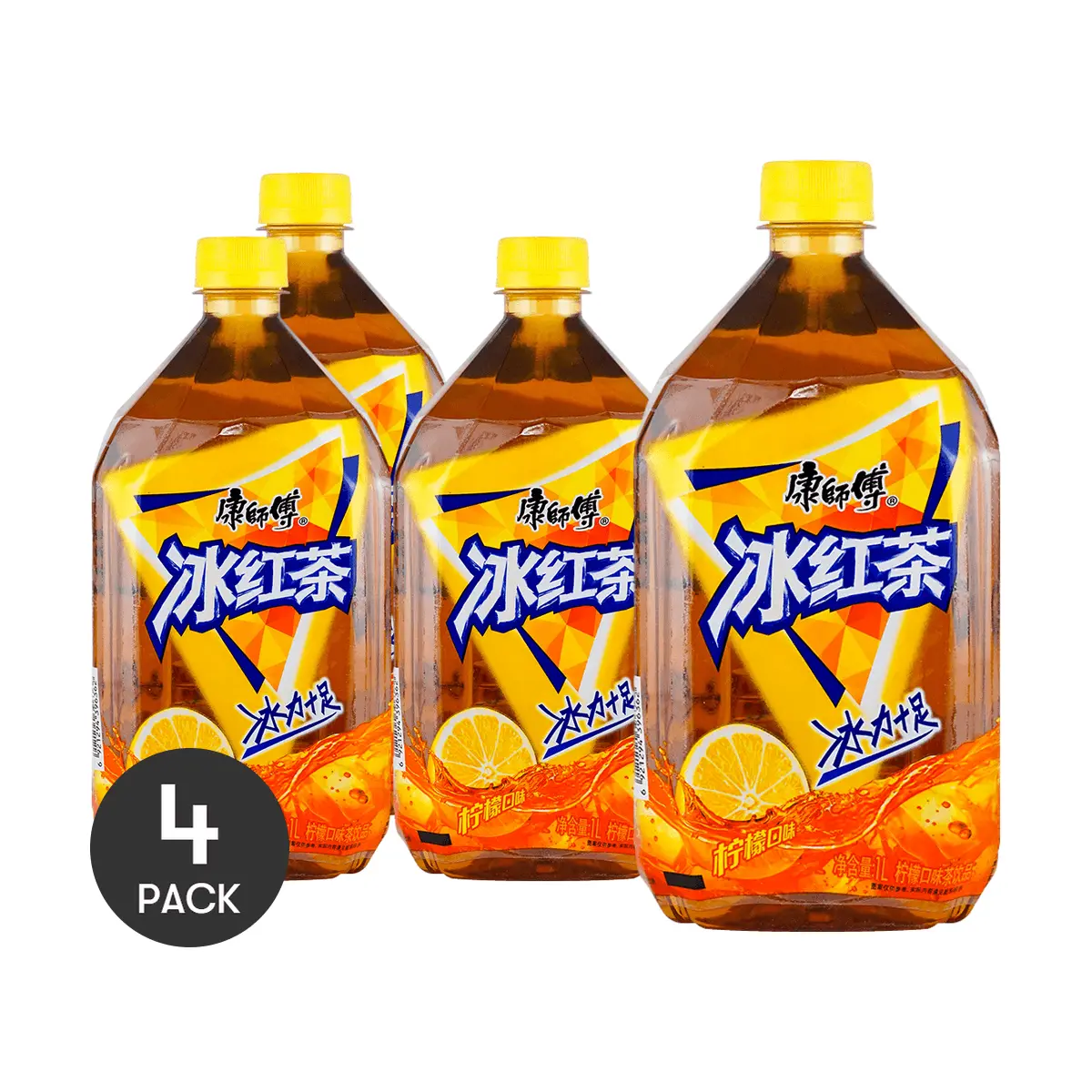 4 Pack Master Kong Iced Black Tea 33.8 fl oz Each - Chinese Classic Tea Drink, Refreshing Summer Beverage, Value Size