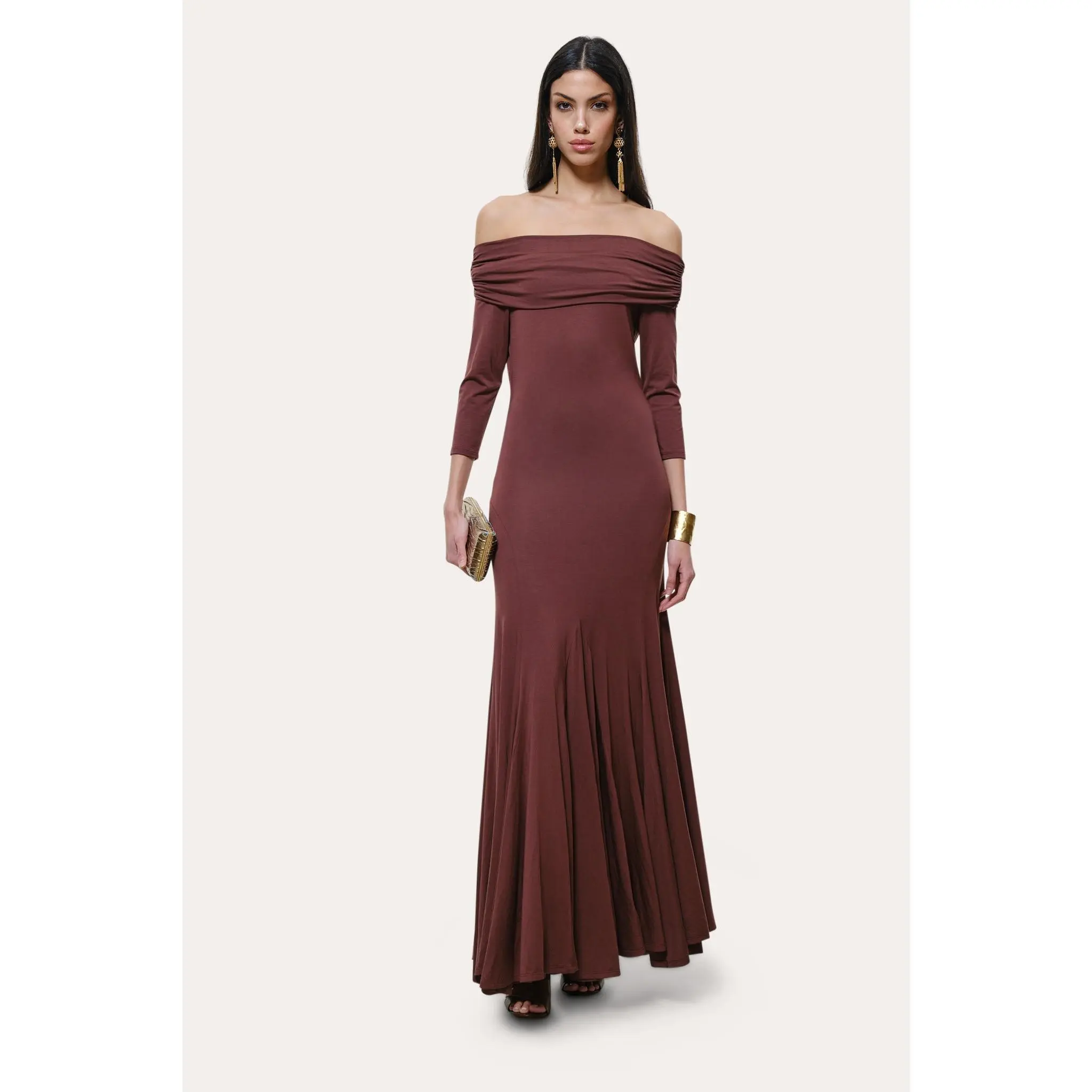 Olympia Off-Shoulder Flare Dress