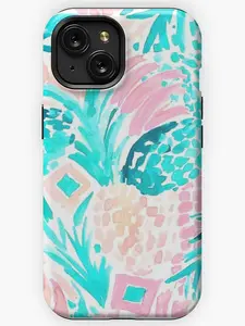 Yellow and Mint Pineapple Design iPhone Case