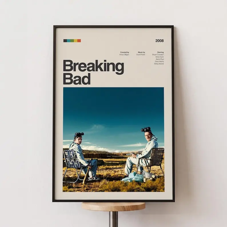 Breaking Bad Tv Series Poster Print Unframed, Retro Minimalist Tv Show Print