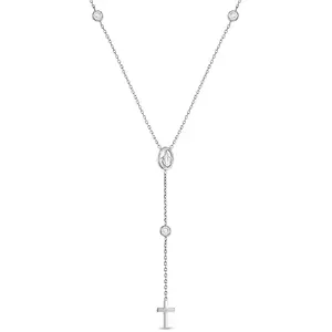 Dainty CZ Rosary & Cross Toddler / Kids / Girls Pendant/Necklace Religious - Sterling Silver