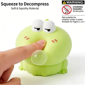 Soft Bubble Blowing Frog Squishy Stress Toy, Kawaii Desk Pet for Office Decor, Interactive Squeeze Fidget Toy for Kids & Adults, Anxiety Relief, Stress Relief Model