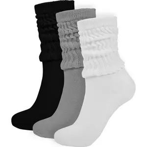 Crew Slouch Socks Women - Retro Scrunch Short Sock - Soft Solid Ankle Socks Size 5-11 Womenswear Fits Stretchy Comfort