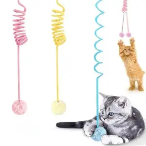 Interactive Cat Wand with Elastic Rope Ball, Plush Ball Toys for Indoor Cats, Game Training Exercise Tool, Professional Cat Supplies squeaky dog Outdoor Bungee