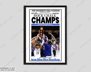 2022 Kansas Jayhawks "ROCK CHALK CHAMPS" National Champions Unframed Newspaper