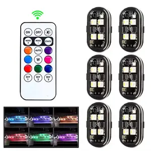 FCCEMC Motorcycle Wireless LED Strobe Lights Car Decoration Atmosphere Light 8 Colors Rechargeable Anti-Collision LED Warning Light Bike Tail Lights