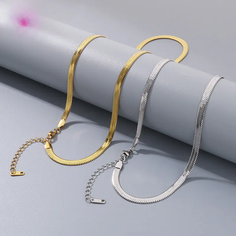 Silver Snake Metal Chain Necklace - 2/3/4/5mm Blade-Shaped Minimalist Jewelry Accessory, Elegant Timeless Chain & Link Item, Ideal Jewelry Gift for Key Occasions