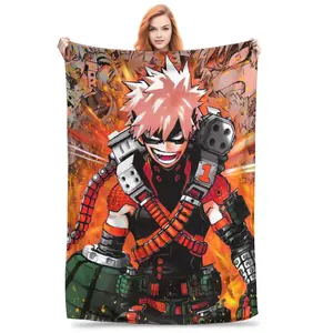 My Hero Academia Bakugou Flannel Blanket – Soft Lightweight Plush Throw for Bedding, Office and Cozy Home Use stylish blanket sofa blanket girly bedroom decor blanket