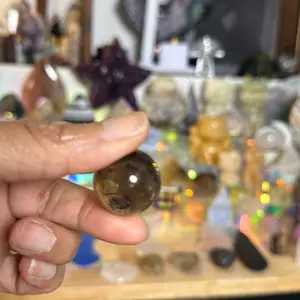 Mini Smoky Quartz Sphere Natural Crystal for Grounding EMF Protection Polished for Emotional Detox Mood Enhancement Home Decorative Collectors Crystal