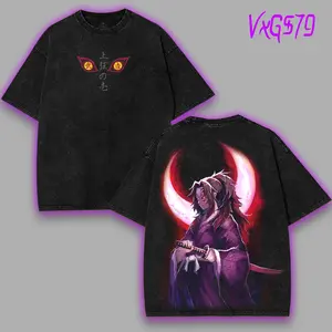 Kokushibo Upper moon rank 1 moon breathing v10 kny Demon Slayer Kimetsu No Yaiba Anime Double Printed Soft Top graphic tee