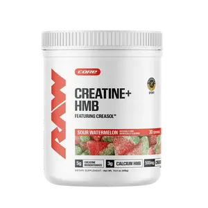 RAW Nutrition Creatine + HMB Powder | 5g Creatine Monohydrate + Recovery Support | 30 Servings