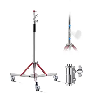 Father's Day Gift VEVOR Heavy Duty Light Stand with Casters, Max Height 10.5 ft/320 cm, Adjustable Tripod Stand with Stainless Steel, Photography Wheeled Base Stand, for Studio Softbox, Monolight, Reflector Shooting