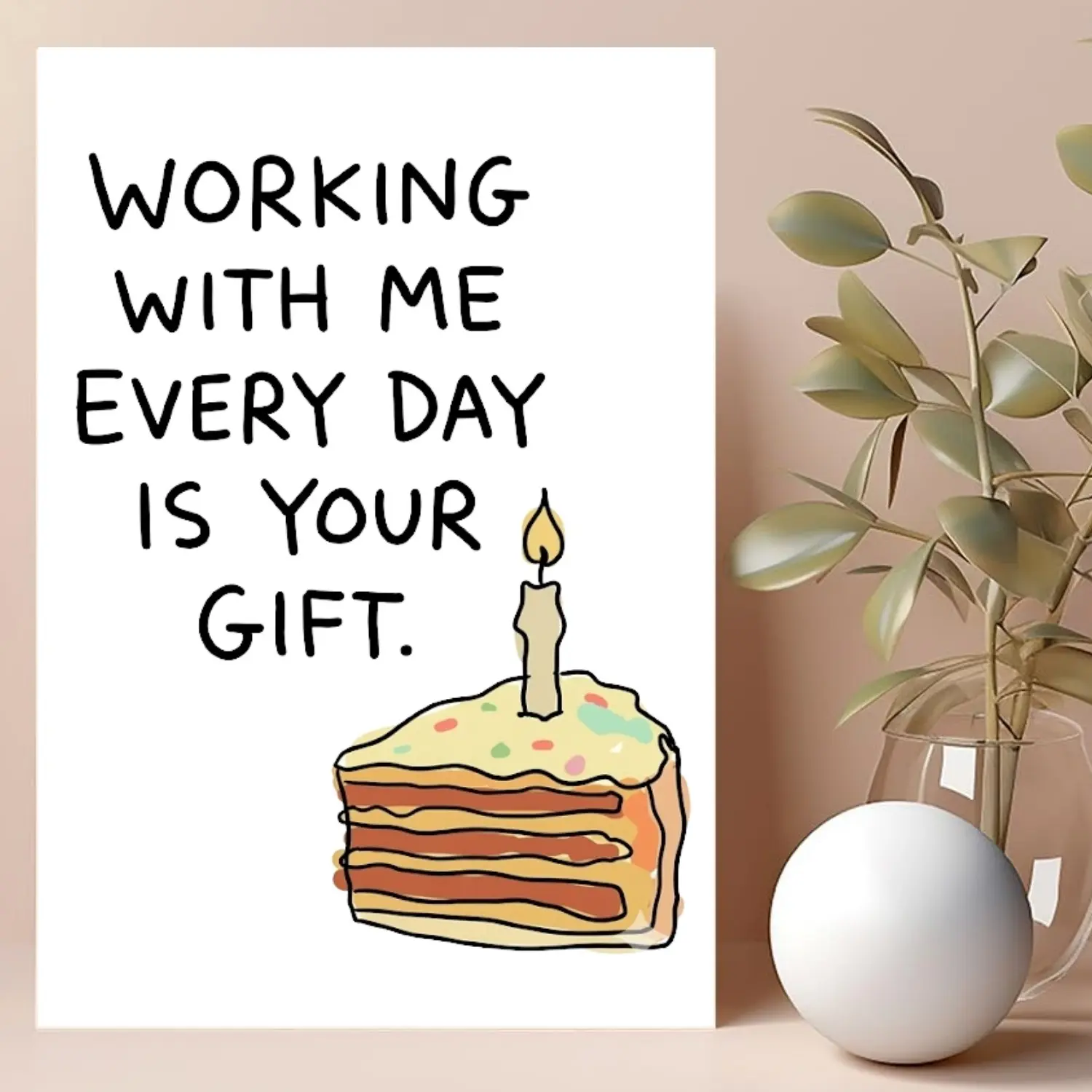 [Funny Sarcastic] [Work Anniversary/Birthday] Card for [Coworker & Boss], 5x7" Blank Inside, Premium 350GSM Glossy Cardstock with Envelopes. 🎂