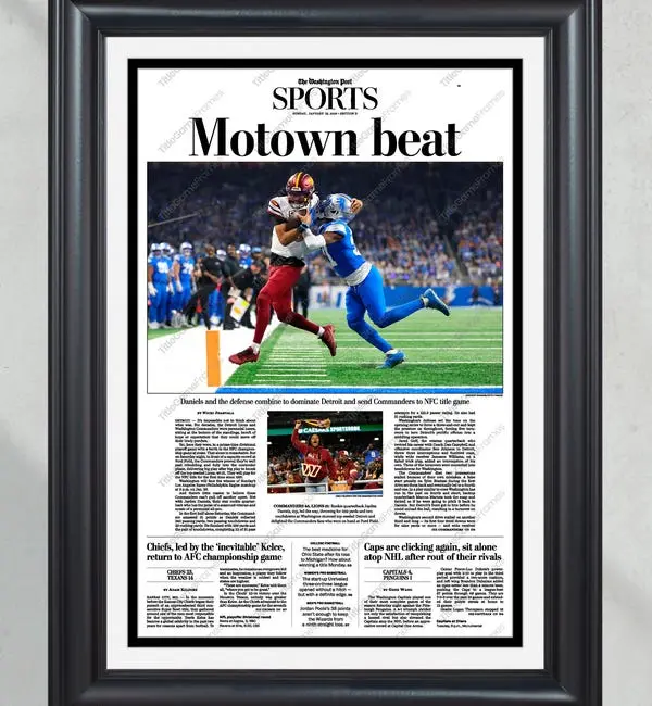 2025 Washington Commanders Upset Lions "Motown Beat" Commemorative Newspaper - POSTER NO FRAME