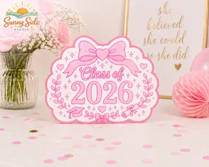 Class of 2026 Graduation Sign Decor | Coquette Class of 2026 Graduation Sign | Senior 2026 Party Decoration | Graduation Keepsake Gift
