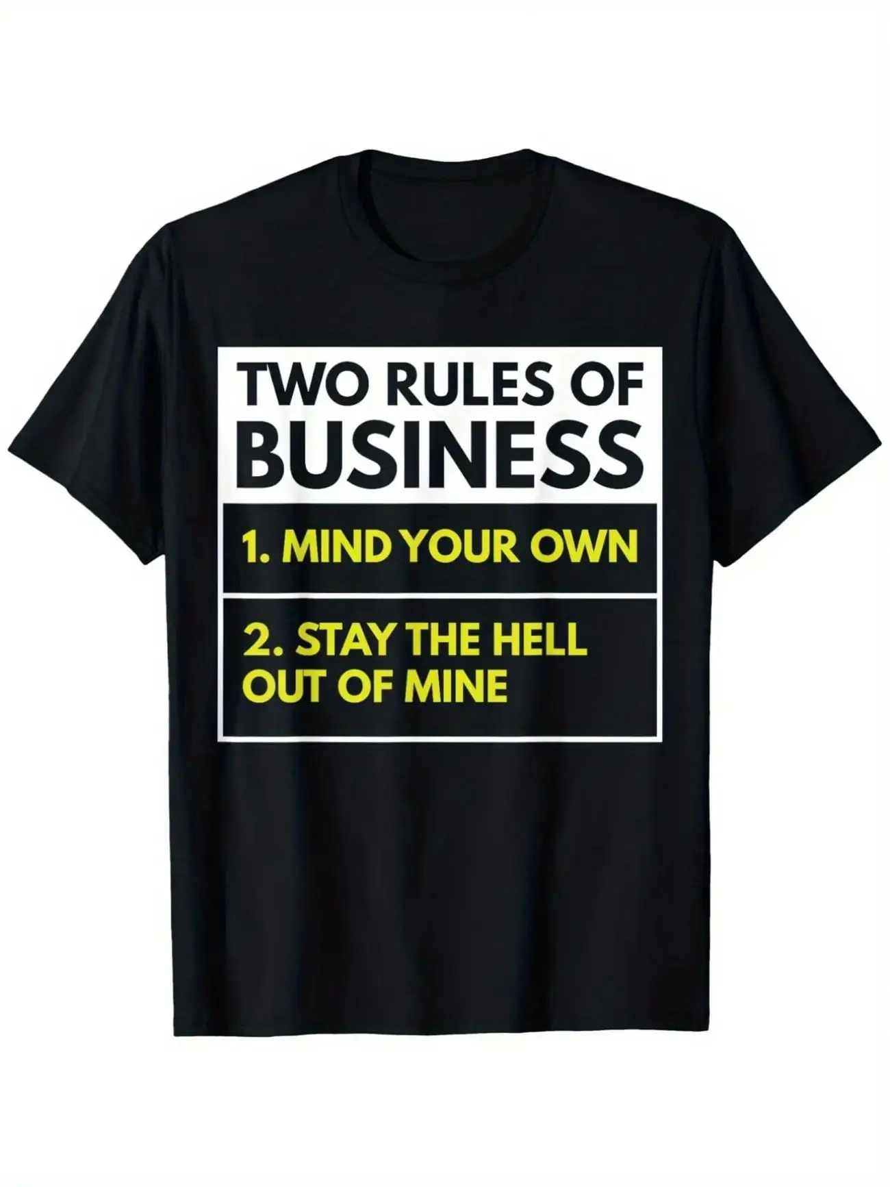 Men's Mind Your Own Business Don'T Come to Me Pattern TShirt Round Neck Casual Summer TShirt with Bold Yellow And White Print Slightly Elastic TShirt Seasonal Casual and Trendy Men Round Neck High Street Pure Short-sleeved