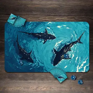 MTG Playmat, Ocean Sharks Custom Play Mat, TCG Playmat with Zones