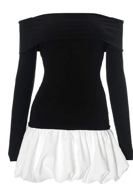 Off Shoulder Top Bubble Skirt Baby Doll Dress Women's Dress Casual Wear