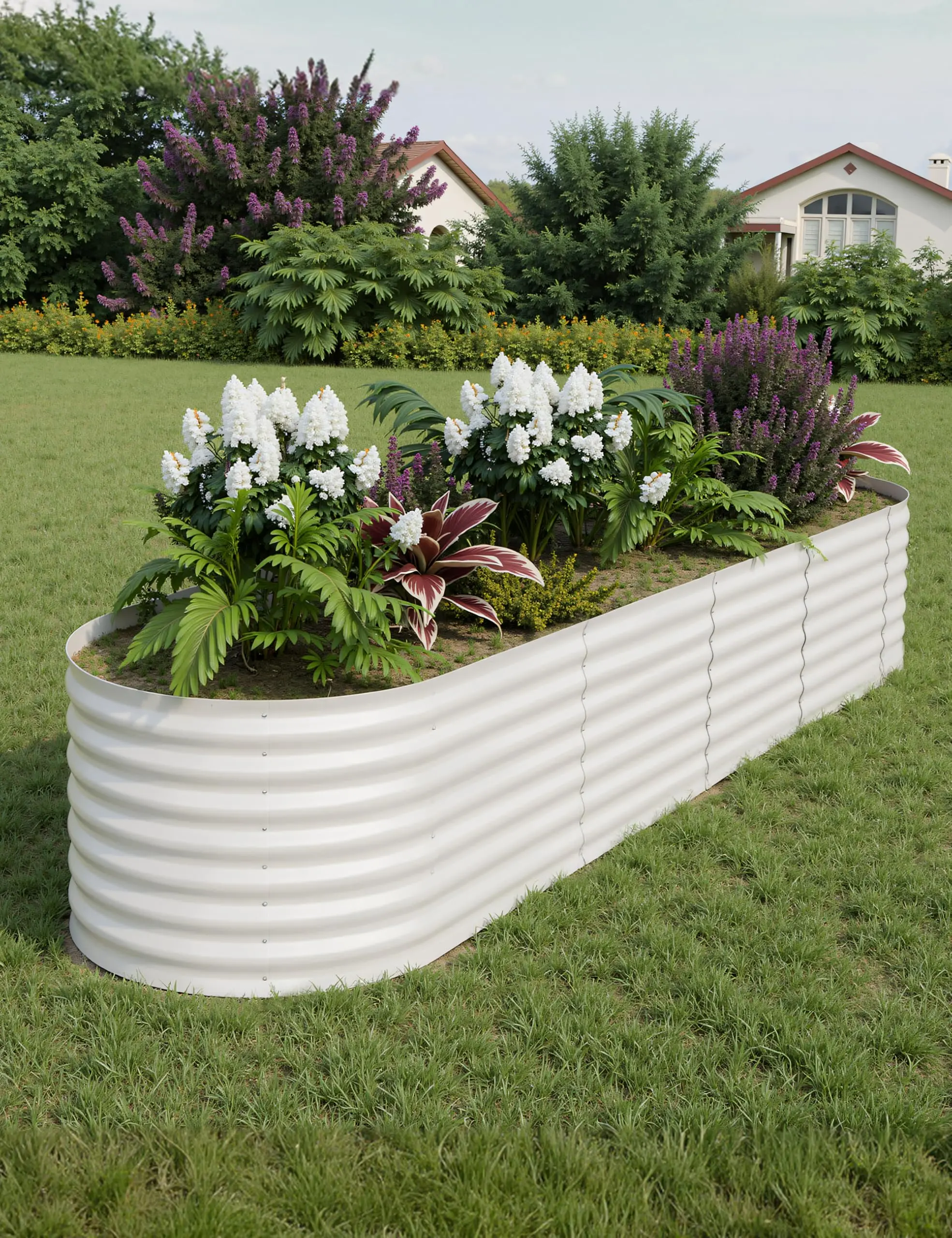 8x2x2 ft Galvanized Raised Garden Bed - 24“ Tall Metal Planter Box for Vegetables, Flowers, Herbs, Rust-Resistant Outdoor Garden Box, Easy Assembly Raised Beds for Gardening, Beige