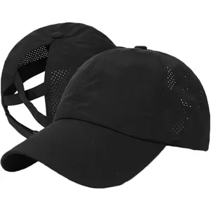 Fashionable Adjustable Ponytail Baseball Cap for Women -Stylish High Messy Bun Ponycap with Criss Cross Design - Quick Drying Hat for Active Lifestyle