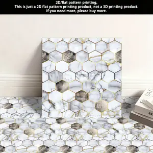 10 pieces of self-adhesive PVC floor stickers, thickened wear-resistant waterproof leather floor stickers, suitable for bedroom, kitchen, living room, balcony, bathroom and other floor decoration a Marble Pattern Sticker