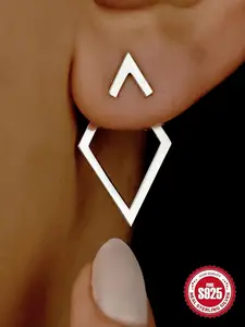 S925 Sterling Silver Geometric Design, Elegant Minimalist Earrings, Fashionable Jewelry for Women & Girls, Trendy All-match & Exquisite Jewelry for Birthday Gift