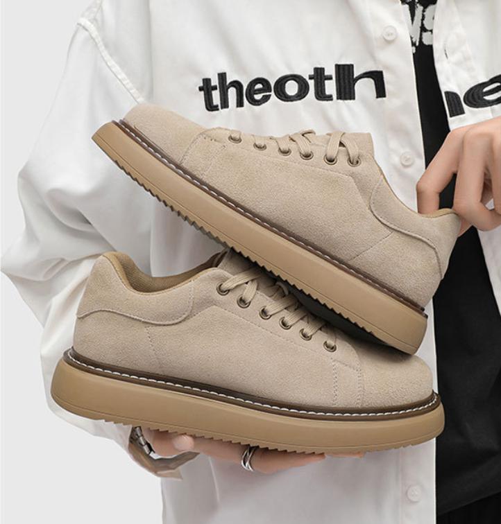 Vintage Workwear Icon: Camel Suede Platform Casual Shoes