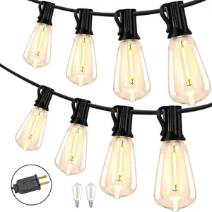 Outdoor String Lights ST38 50FT 100FT 150FT for Patio Waterproof Connectable ST38 LED Bulbs Energy-saving UL Listed Warm White Ambiance Lighting TikTokShopBlackFriday