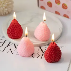 Strawberry Scented Candle, 4 Counts/set Creative Strawberry Shaped Candle, Decorative Candle Decoration for Home Decor, Gift for Friend & Family, Halloween