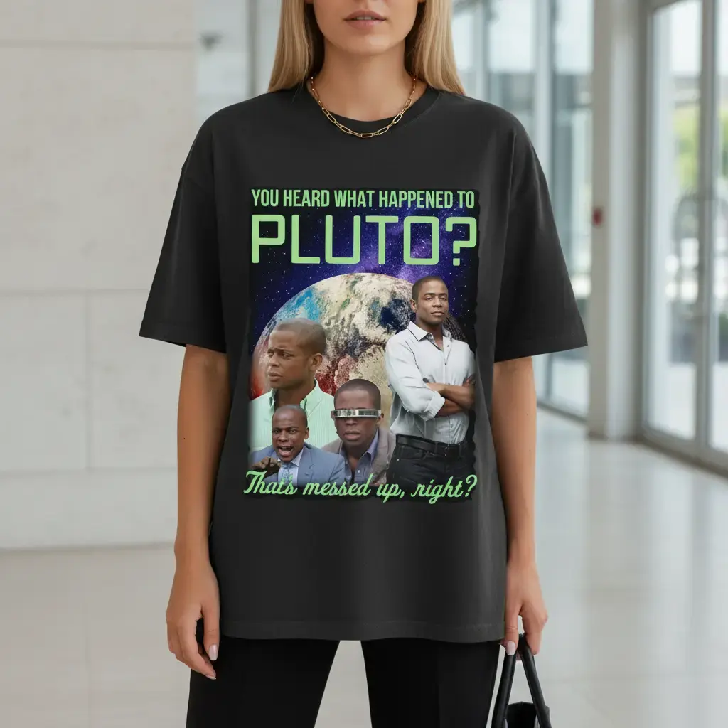 Psych TV Show Vintage Unisex Heavy Cotton 90s Graphic Tee Shirt Hoodie Women's Top You Heard What Happened to Pluto? That Messed Up Right?