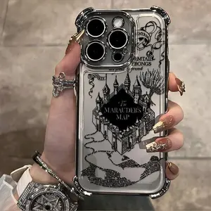 Creative Fantasy Magic Marauder'S Map Phone Case Compatible with for iphone17 16 15  Pro Max Plus Shockproof Transparent Soft Back Cover Smartphone Cellphone Protection Protective