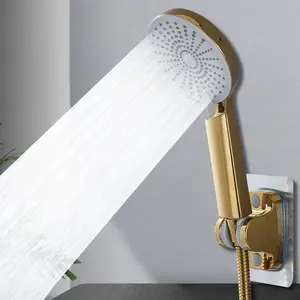High Pressure Handheld Shower Head, 3 Modes, Large Flow, Powerful Boosting, Low Water Pressure, Wall-Mounted, Golden Color, High Pressure Shower Heads, High Pressure Showerhead