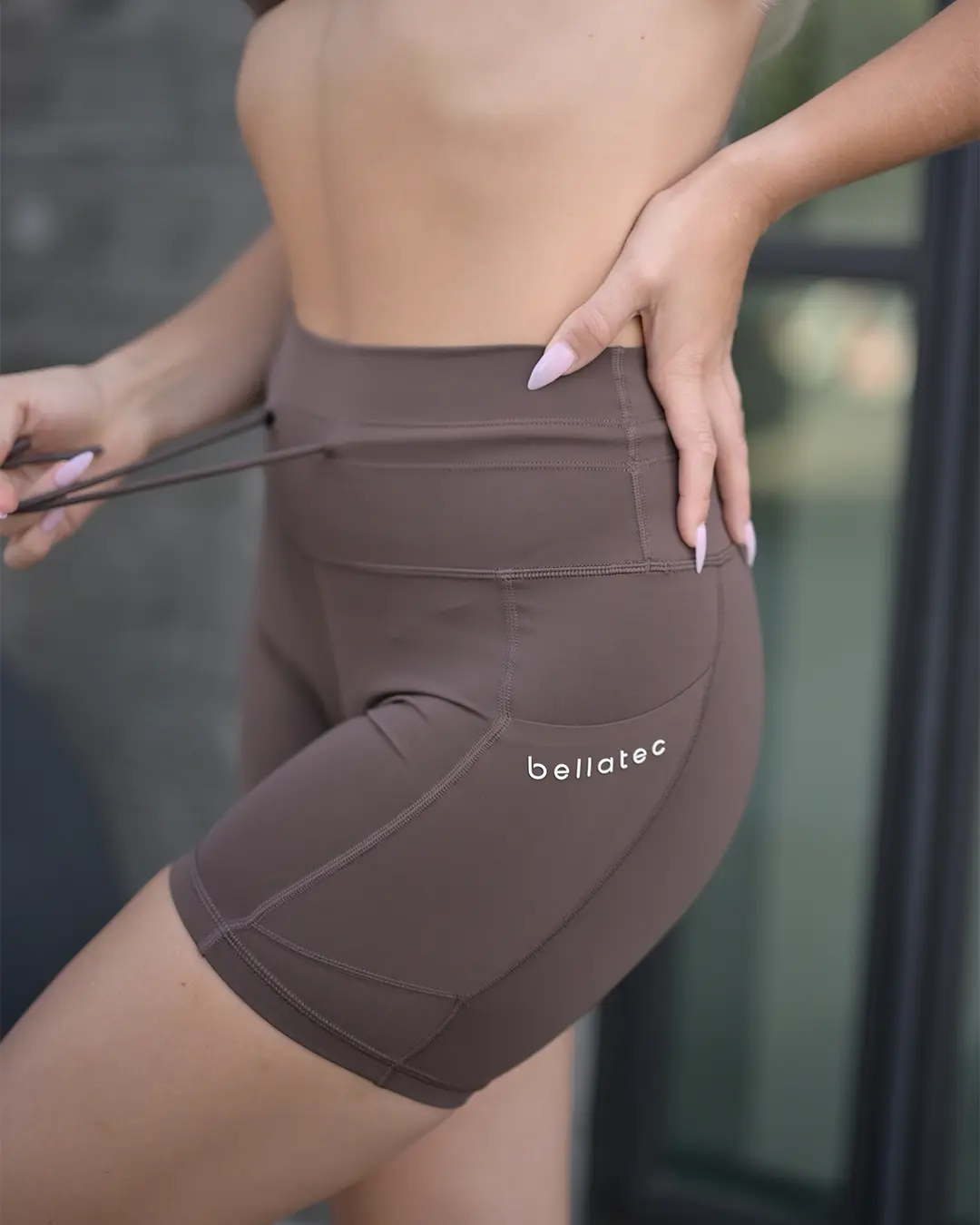 Women's High-Waist Adjustable Tie-Up Sculpt Fabric Sporty Shorts - Eco-Luxury, Plant-Based, Buttery-Soft Yet Supportive Second-Skin Feel, Slimming, Deep Pockets, Lightweight, Multi-Size, Casual Athletic Wear