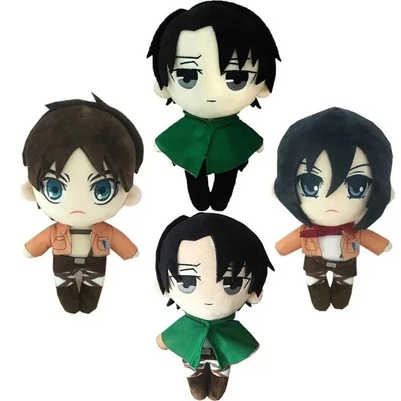 Attack on Titan Stuffed Plush Dolls - 20cm Japanese Anime & Manga Levi/Eren/Mikasa Characters, Unisex Kids' Green Birthday Gifts