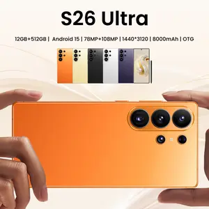2026 S26 Ultra Unlocked 5G Android 15 Smartphone,12GB+512GB,6.99" HD Display,78MP+108MP Cam,8000mAh, Dual Card, Built-in Pen, Face Unlock, Case & Protector