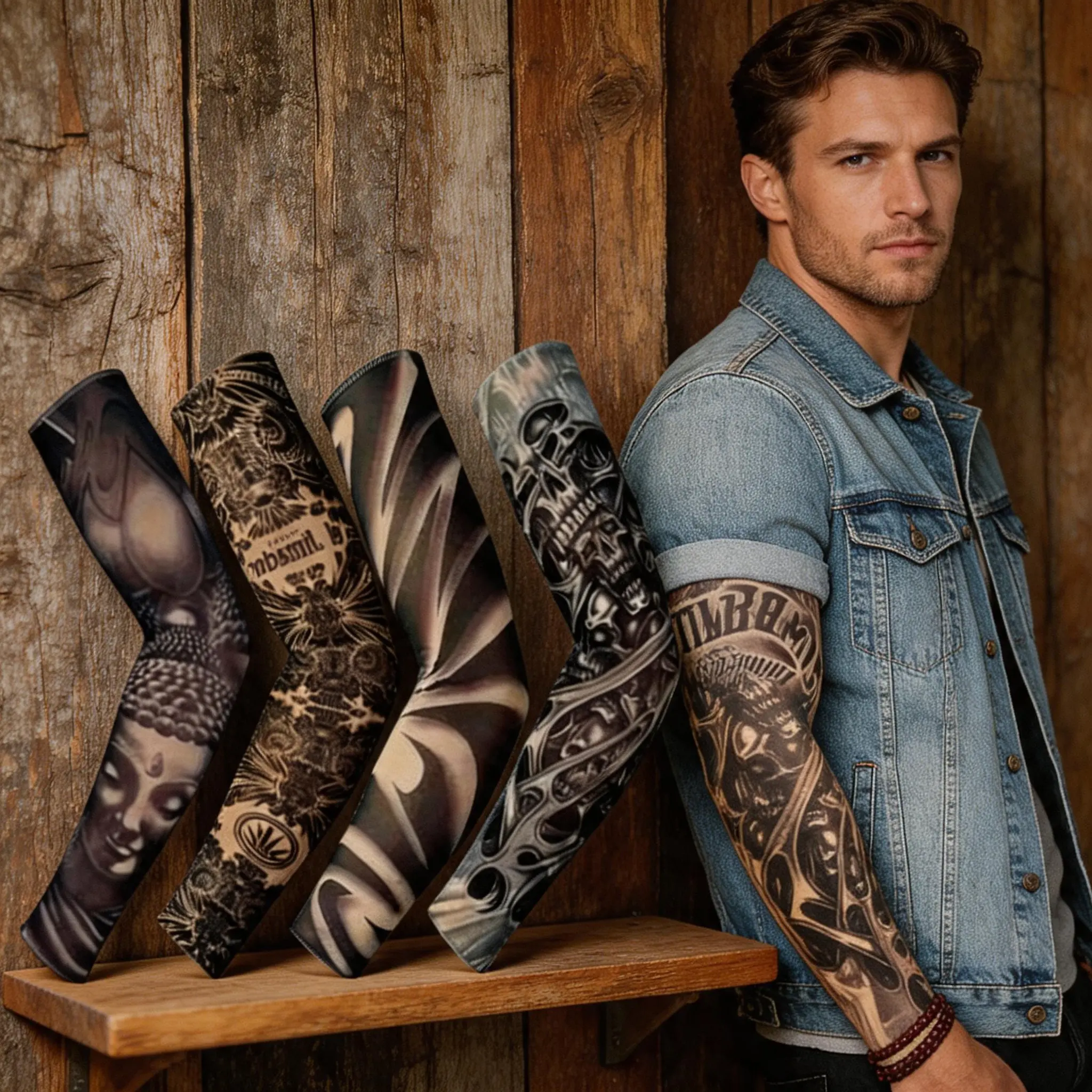 5-Pack Unisex Tattoo Art Arm Sleeves, Breathable & Cooling Lightweight Compression Sleeve with UV Sun Protection, Armsleeve, Sports Sleeve