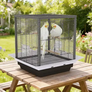 YJ-Garvee 60cm Tall Small Bird Cage with Stand and Medium Bird Carrier Suitable for Parakeets, Canaries, Lovebirds, Small Quaker, Cockatiels, Budgie, Green Cheek, and Conure
