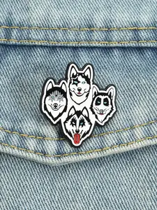 1 Piece KISS Band Cartoon Husky Enamel Pin Rock Music Humor Style with Husky Dogs Wearing Iconic Makeup Design Funny Brooch for Backpack Jacket Decoration Gift for Rock Fans Dog Lovers Unique Accessories