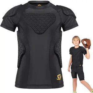 10MM EVA Foam Protective Vest for Kids - Youth Padded Shirt for Football, Baseball, Hockey Sleeveless Chest Protector with Rib, Sternum & Back Guards Moisture Wicking & Breathable