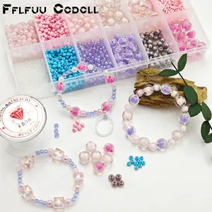 4382pcs Macaron Pink-Purple Gradient Acrylic & Glass Mixed Bead Set with High-Elasticity Crystal String and Compartment Storage Box, Suitable for DIY Bracelets, Necklaces, Bag Charms, Perfect for Handicraft Enthusiasts' Decorations and Holiday Gift DIY