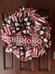 Santa Wreath; St Nick Wreath; Holiday Wreath; Santa Claus Wreath; HO HO HO door hanger