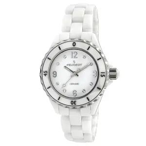 Peugeot Women's 36mm White Genuine Ceramic Watch with Sport Bezel