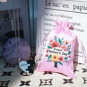 Embercraft Family Heart Puzzle Necklace Stainless Steel Mom Jewelry Gift for Son or Daughter Interlocking Heart Pendant Keepsake Meaningful Mother's Day Birthday Christmas Gift for Women