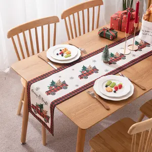 Modern Simple Polyester Digital Print Christmas Tree Table Runner Bed End Runner Placemat Dining Table Cloth Christmas Decorations