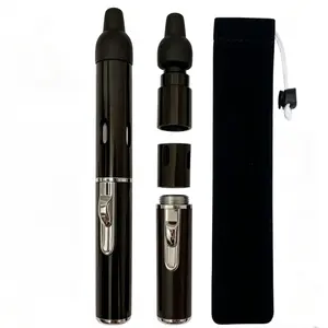 Refillable Butane Pen Lighter | Long Reach Windproof Lighter for Grill, BBQ, Camping & Candle | 2 Pack Black (Gas Not Included)