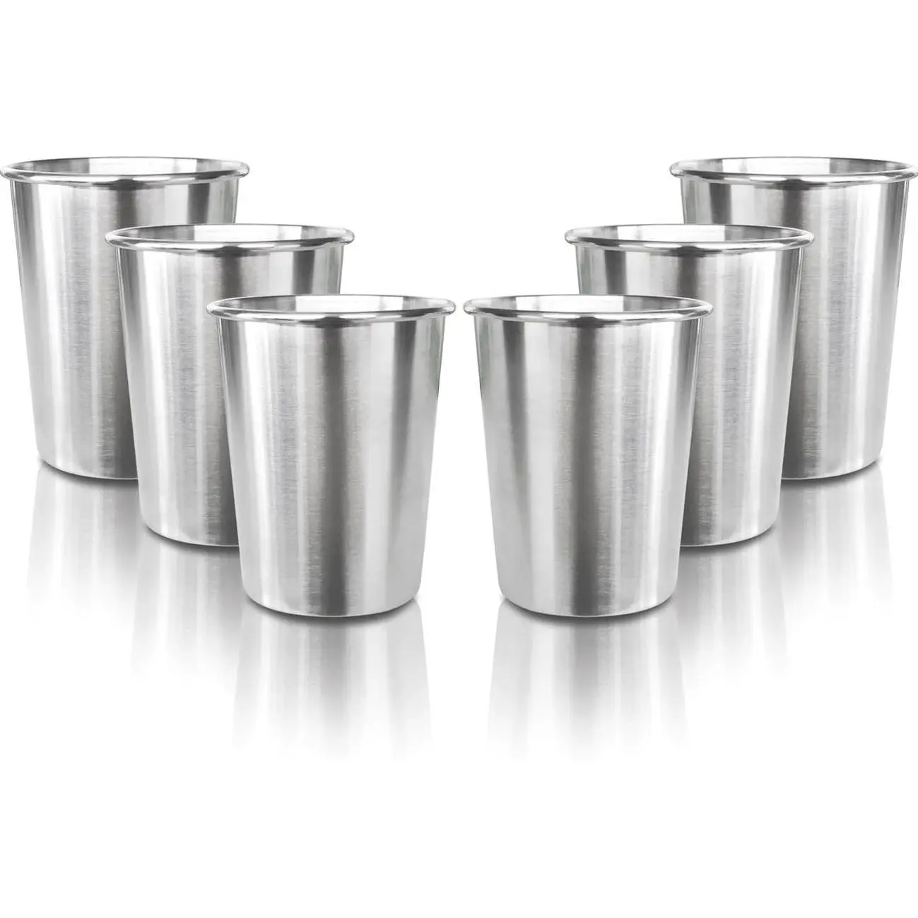 6 Pack 8 oz Stainless Steel Kids Cups, Children's Pint Cups, Stackable Metal Cups, Shatterproof Drinking Glasses