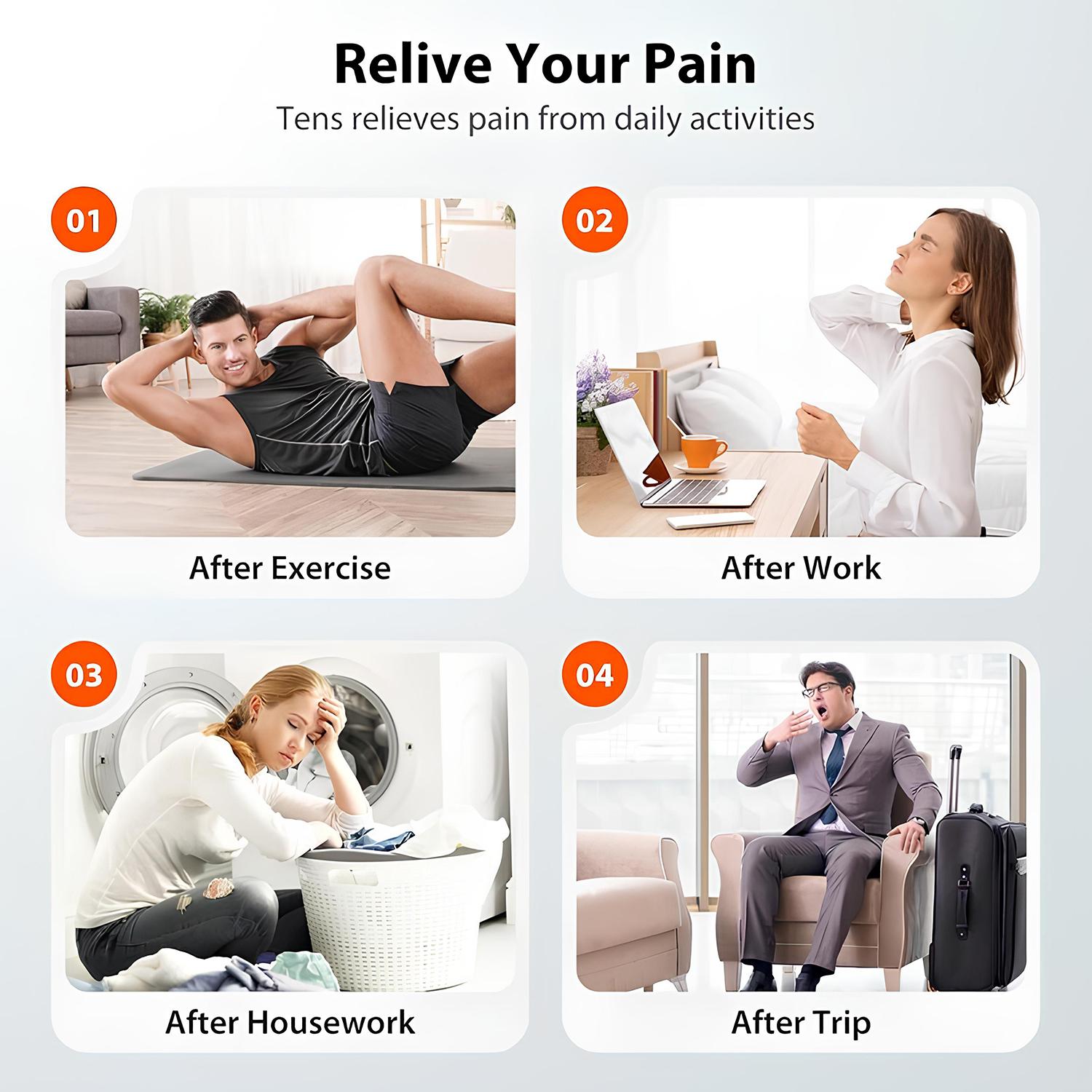 Tens Unit EMS Massage Muscle Stimulator, Dual Channel TENS Units Therapy Machine for Pain Relief, FDA Cleared Rechargeable Electronic Pulse Massager,with 4pcs Electrode Pads