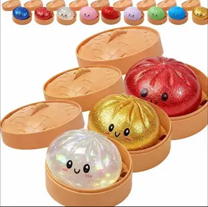 Glitter Dumpling Squishy with Box, Soft Sensory Squeeze Toy for Stress Relief, Glitter Dumplings, Decompression Dough